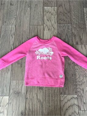 Roots Girls' Hot Pink Logo Sweatshirt